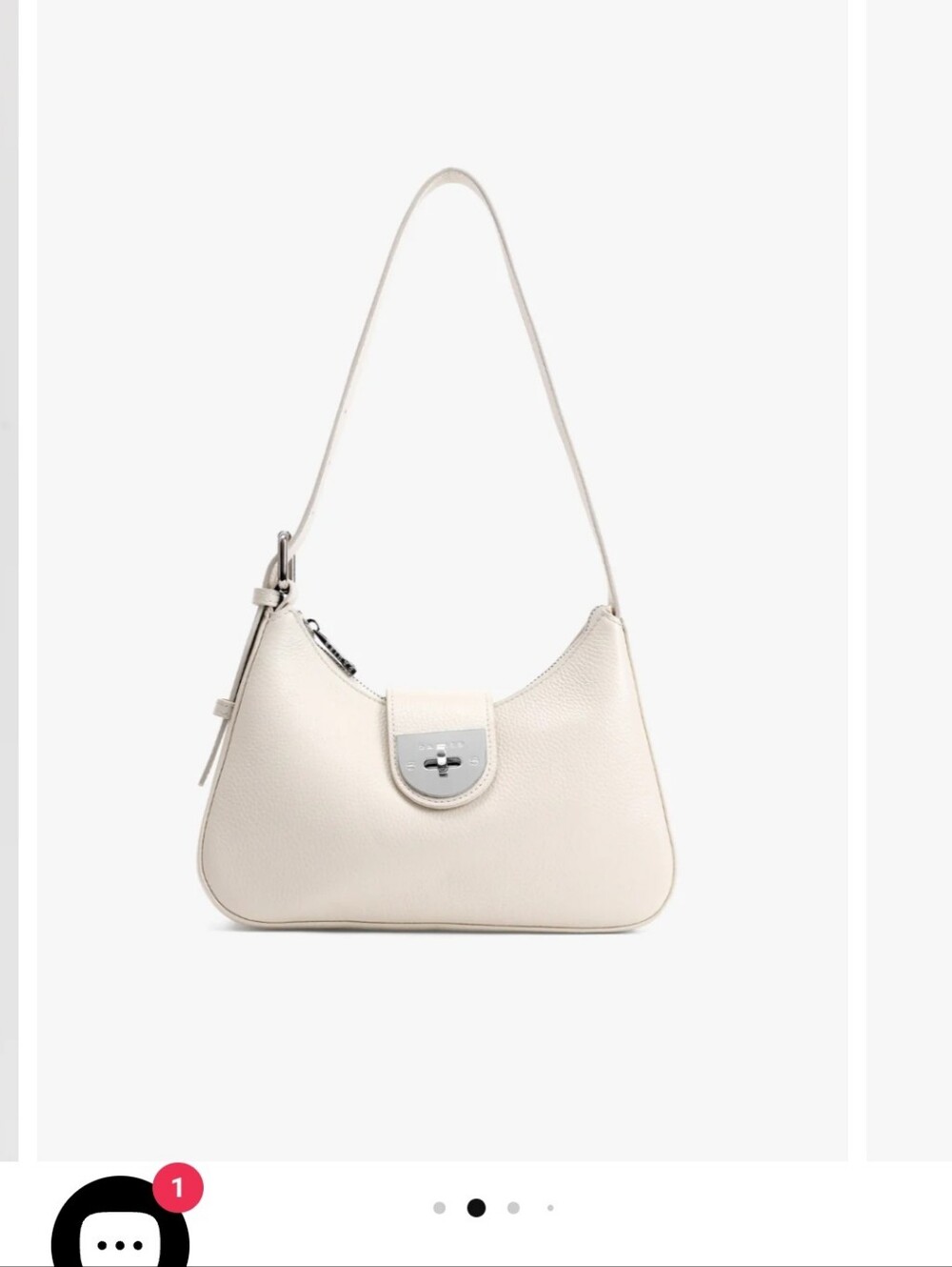 Danier Chelsea Shoulder Bag 100% Pebble Leather - Ivory